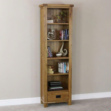 Rustic Oak - 60cm : Kệ Sách Gỗ Sồi 5 Tầng + 1 Ngăn Kéo